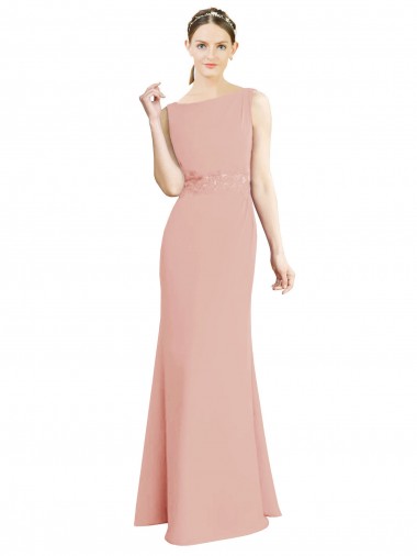 Shop Full Length Long Chiffon Bridesmaid Dress with Pleated Lace Waist Ottawa
