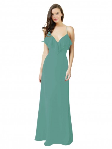 Shop Full Length Chiffon Bridesmaid Dress with Ruffled V-Neckline Ottawa