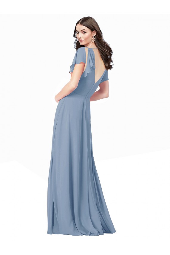 Shop Chiffon Bridesmaid Dress / Prom Dress with Flutter Sleeves and Front Slit Ottawa