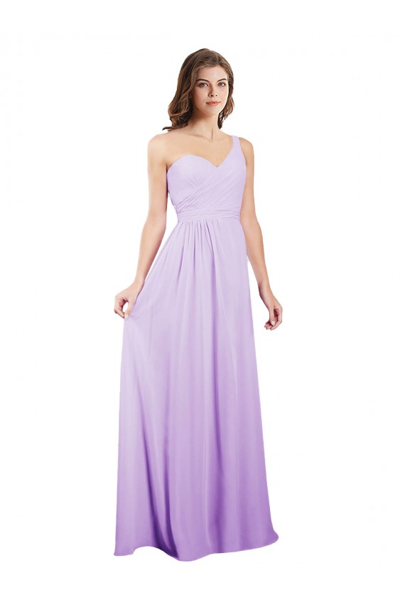 Shop Draped One Shoulder A-Line Long Chiffon Bridesmaid Dress Ottawa
