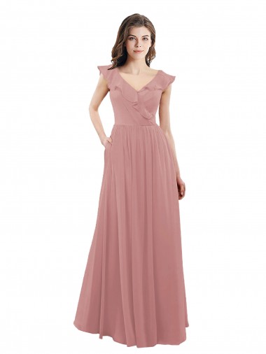 Shop Chiffon A-Line Bridesmaid Dress with V-Neck Wrap Bodice Ottawa
