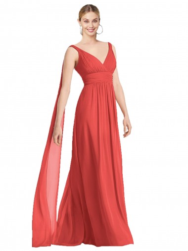 Shop Full-Length V-Neck Chiffon Bridesmaid Dress Streamers Back Ottawa