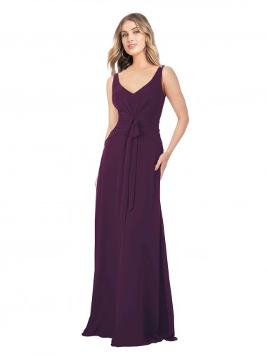Shop Long Chiffon Bridesmaid Dress with Front Bow Ottawa