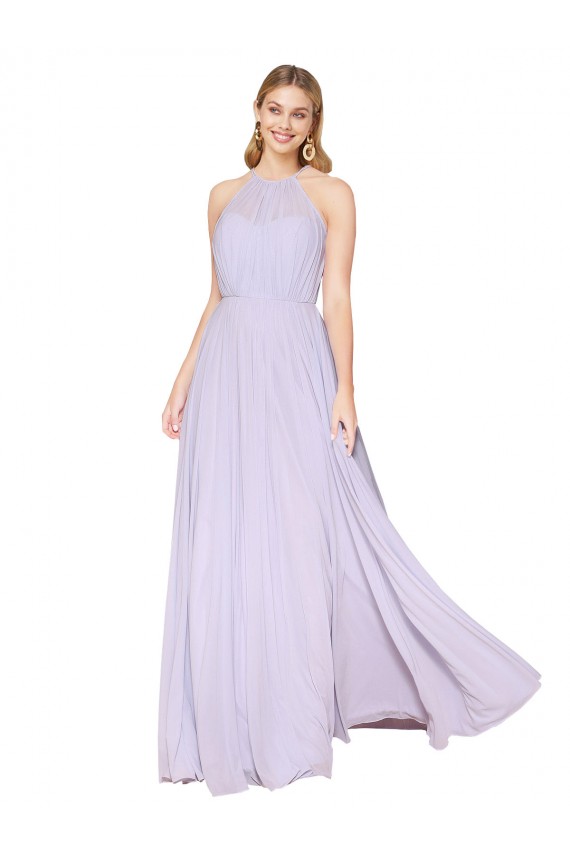 Shop High Neck Halter Shirred Chiffon Bridesmaid Dress / Formal Prom Dress Ottawa