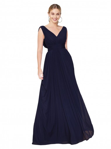 Shop Draped Long V-Neck Floor Length Chiffon Bridesmaid Dress / Formal Prom Dress Ottawa