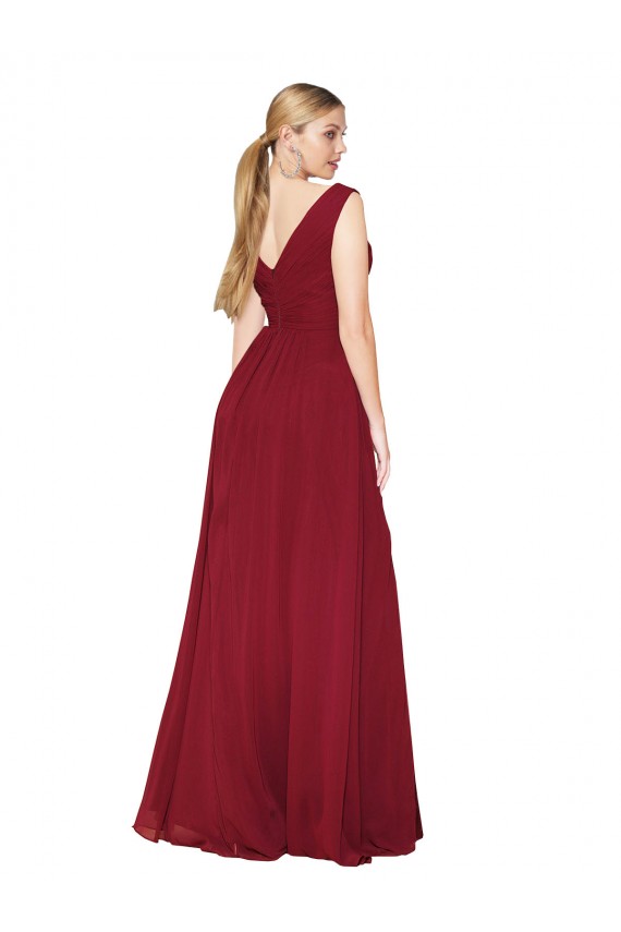 Shop Draped Mermaid Long V-Neck Chiffon Bridesmaid Dress / Formal Prom Dress with High Slit Ottawa