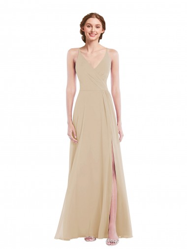 Shop Faux Wrap Criss Cross Back Maxi Bridesmaid Dress with Front Slit Ottawa