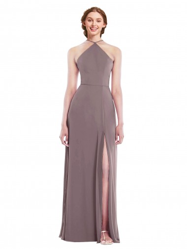 Shop Diamond Halter Maxi Formal Bridesmaid Dress with Front Slit Ottawa