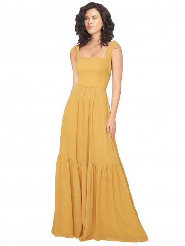 Shop Tied Strap Square Neck Long Chiffon Bridesmaid Dress Ottawa