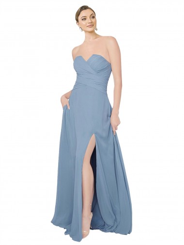 Shop Draped Sweetheart Chiffon Bridesmaid Dress with Front Slit Ottawa