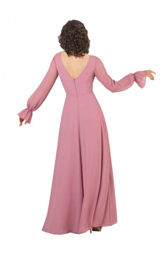 Shop Long Sleeve Chiffon Bridesmaid Dress with Bow Detail Ottawa