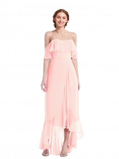 Shop Off the Shoulder Ruffled High Low Maxi Bridesmaid Dress Ottawa