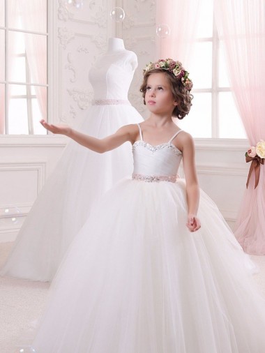 Shop Ivory Ball Gown Sweetheart Chapel Train Sleeveless Flower Girl Dress Ottawa
