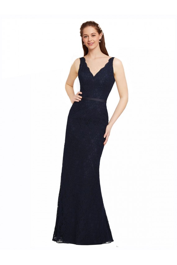 Shop Lace Bridesmaid Dress with Satin Waistband and Open Back Ottawa