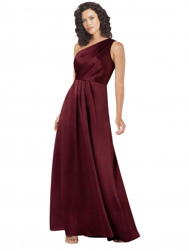 Shop One Shoulder Formal Silky Satin Bridesmaid Dress / Prom Dress with Subtle Pleats Ottawa