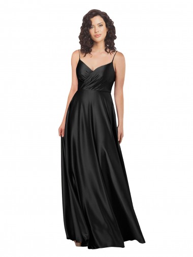 Shop Full Length V-Neckline Formal Silky Satin Bridesmaid Dress / Prom Dress with Full Skirt Ottawa