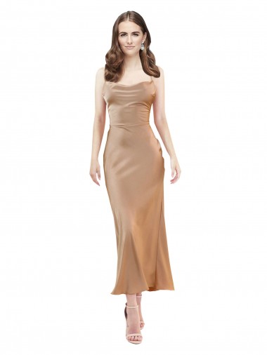 Shop Cowl Neck Formal Silky Satin Midi Length Bridesmaid Dress / Cocktail Prom Dress Low Back Ottawa