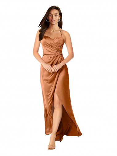 Shop Faux-Wrap Skirt Formal Silky Satin Bridesmaid Dress / Prom Dress Ottawa