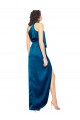Shop High Halter Neck Formal Silky Satin Bridesmaid Dress / Prom Dress with Sash Overlay and Side Split Ottawa