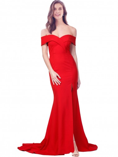 Shop Criss Cross Full Length Long Formal Crepe Bridesmaid Dress / Prom Dress with Side Split Ottawa