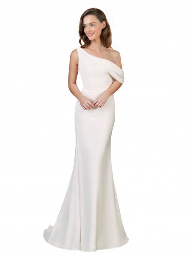 Shop One Shoulder Formal Crepe Bridesmaid Dress / Prom Dress with Draped Off the Shoulder Strap Ottawa