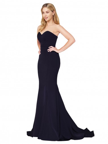 Shop Sweetheart High Neck Sweep Train Sleeveless Formal Crepe Bridesmaid Dress / Prom Dress Ottawa