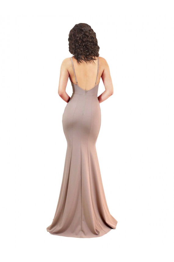Shop Fishtail Shape V-Neck Formal Crepe Bridesmaid Dress / Prom Dress with Slit Ottawa