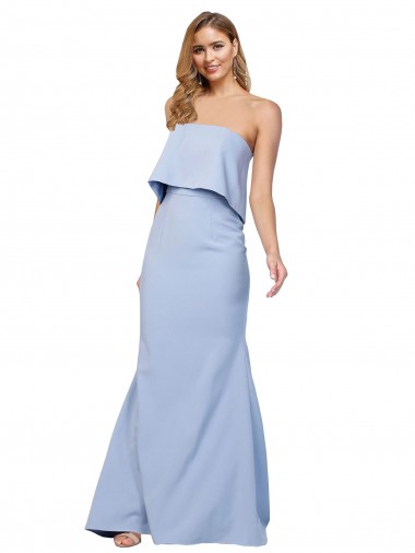 Shop Strapless Full Length Formal Crepe Bridesmaid Dress / Prom Dress with Bodice Overlay Ottawa