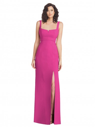 Shop Wide Strap Notch Empire Waist Bridesaid Dress with Front Slit Ottawa