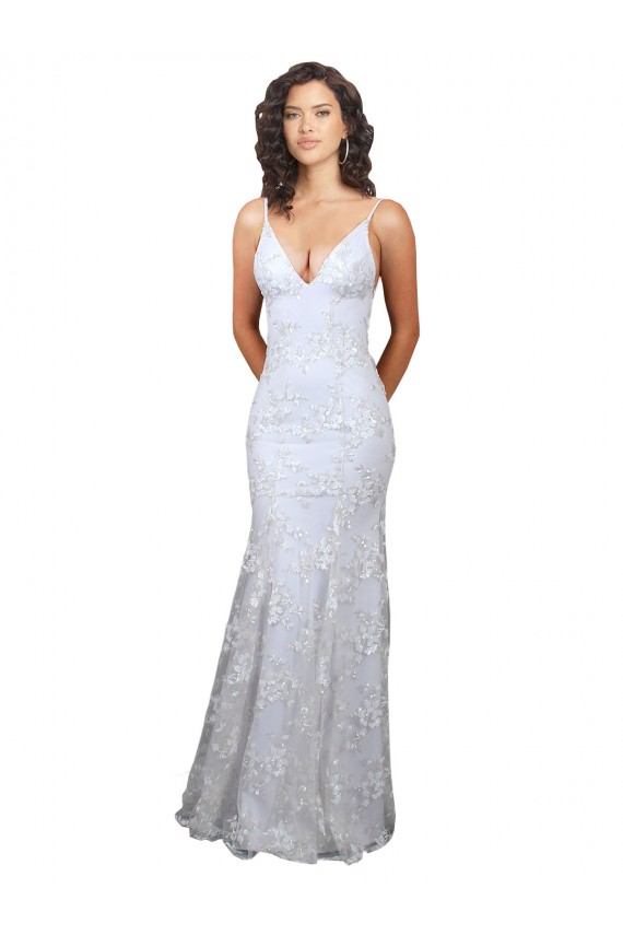 Shop V-Neckline Backless Floral Patterned Sequin Formal Bridesmaid Dress / Prom Dress Ottawa