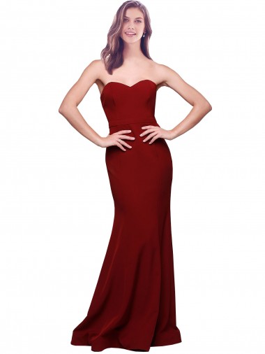 Shop Long Full Length Sweetheart Slim Formal Crepe Bridesmaid Dress / Prom Dress with Strapless Bodice Ottawa