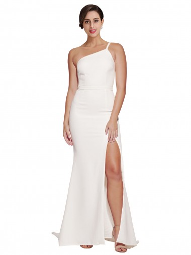 Shop Long Sweep Train Crepe Bridesmaid Dress / Prom Dress with Side Split and One Strap Ottawa