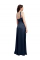 Shop Cowl Neck Soft Long Formal Stretch Satin Bridesmaid Dress / Prom Dress with Side Slit and Pleated Straps Ottawa