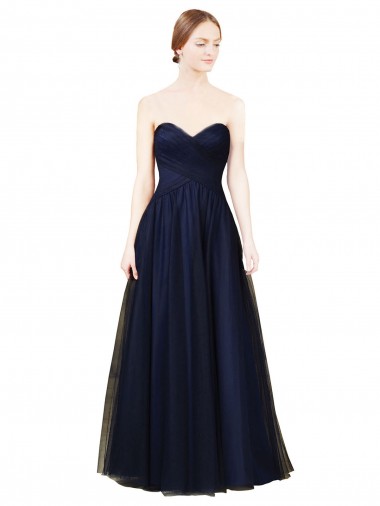 Shop Draped Bodice Sweeheart Long Tulle Bridesmaid Dress Ottawa
