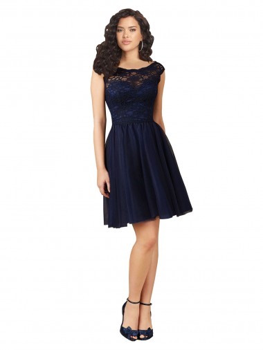Shop Short Bateau Neck Tulle Cocktail Bridesmaid Dress with Lace Bodice Ottawa