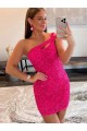 Shop Velvet Sequin One Shoulder Sleeveless Short Prom Dress Ottawa