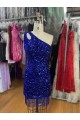 Shop One Shoulder Keyhole Sleeveless Short Velvet Sequin Prom Dress Ottawa