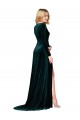 Shop Deep V-Neck Long Sleeves Formal Velvet Bridesmaid Dress / Prom Dress with High Side Split Ottawa