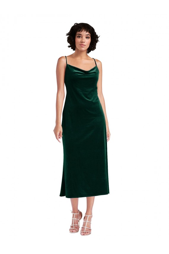 Shop Midi Length Cowl Neck Formal Velvet Short Cocktail Slip Bridesmaid Dress / Prom Dress Ottawa