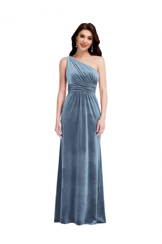 Shop One Shoulder Draped Velvet Maxi Bridesmaid Dress / Prom Dress Ottawa