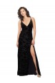 Shop V-Neck Cowl Back Floral Velvet Bridesmaid Dress with Front Slit and Deep V-Neck Ottawa