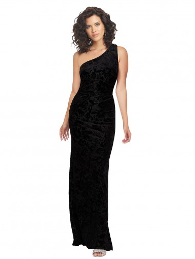 Shop One Shoulder Long Sheath Sleeveless Floral Velvet Bridesmaid Dress Ottawa